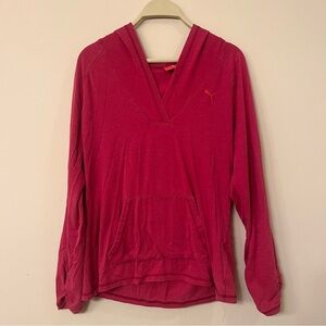 Hooded Puma Pink Long Sleeve Running Athletic Shirt Women’s Large